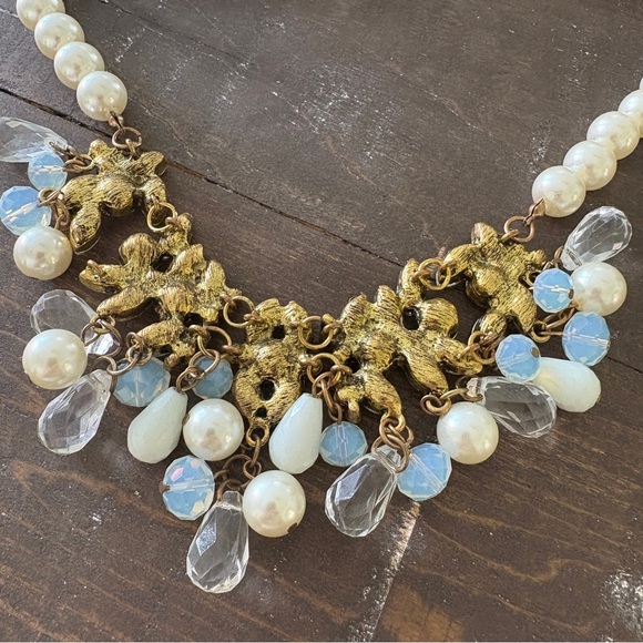 Statement Pearl and Crystal Necklace with Blue Accents - Picture 6 of 9